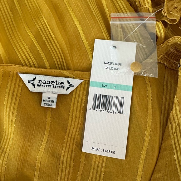 NWT Nanette Lepore Gold Ray Shear Dress Women’s Sz 8 - Picture 4 of 5